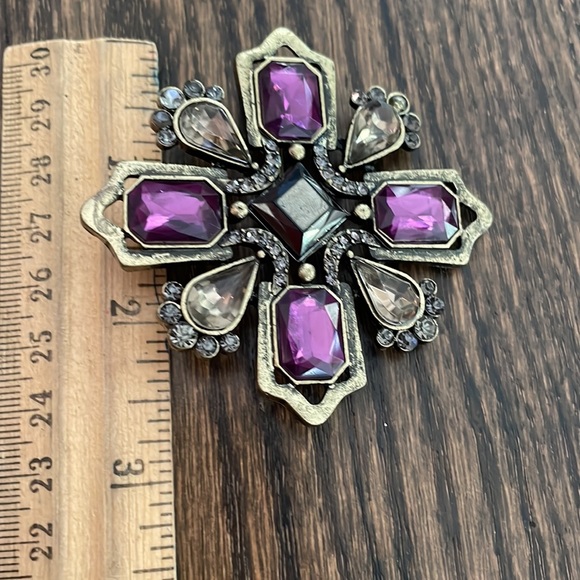 Large brooch with gemstones and rhinestones - Picture 3 of 5